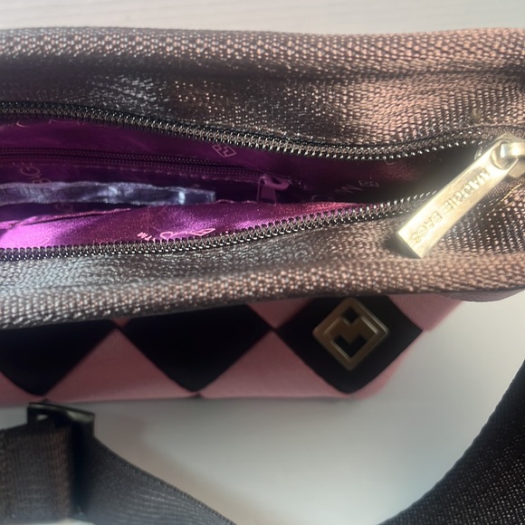 Maggie Bags Pink/Brown Genuine Seat Belt Webbing Medium Handbag/Shoulder Bag - Picture 3 of 11